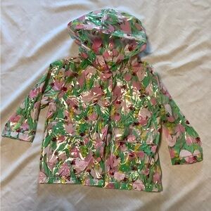 Flowers and lady bug hooded rain coat. Size 24 months.